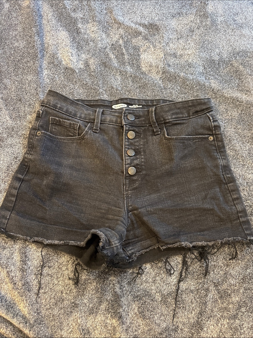 Old Navy Black High-Rise Button-Front Denim Shorts